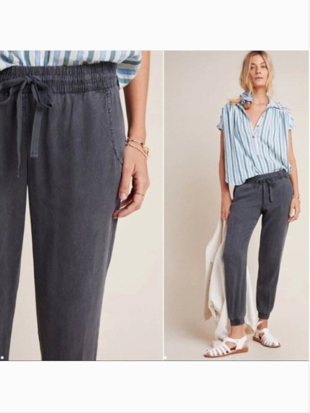 Anthropologie Cloth & Stone Chambray Jogger Pants Size M